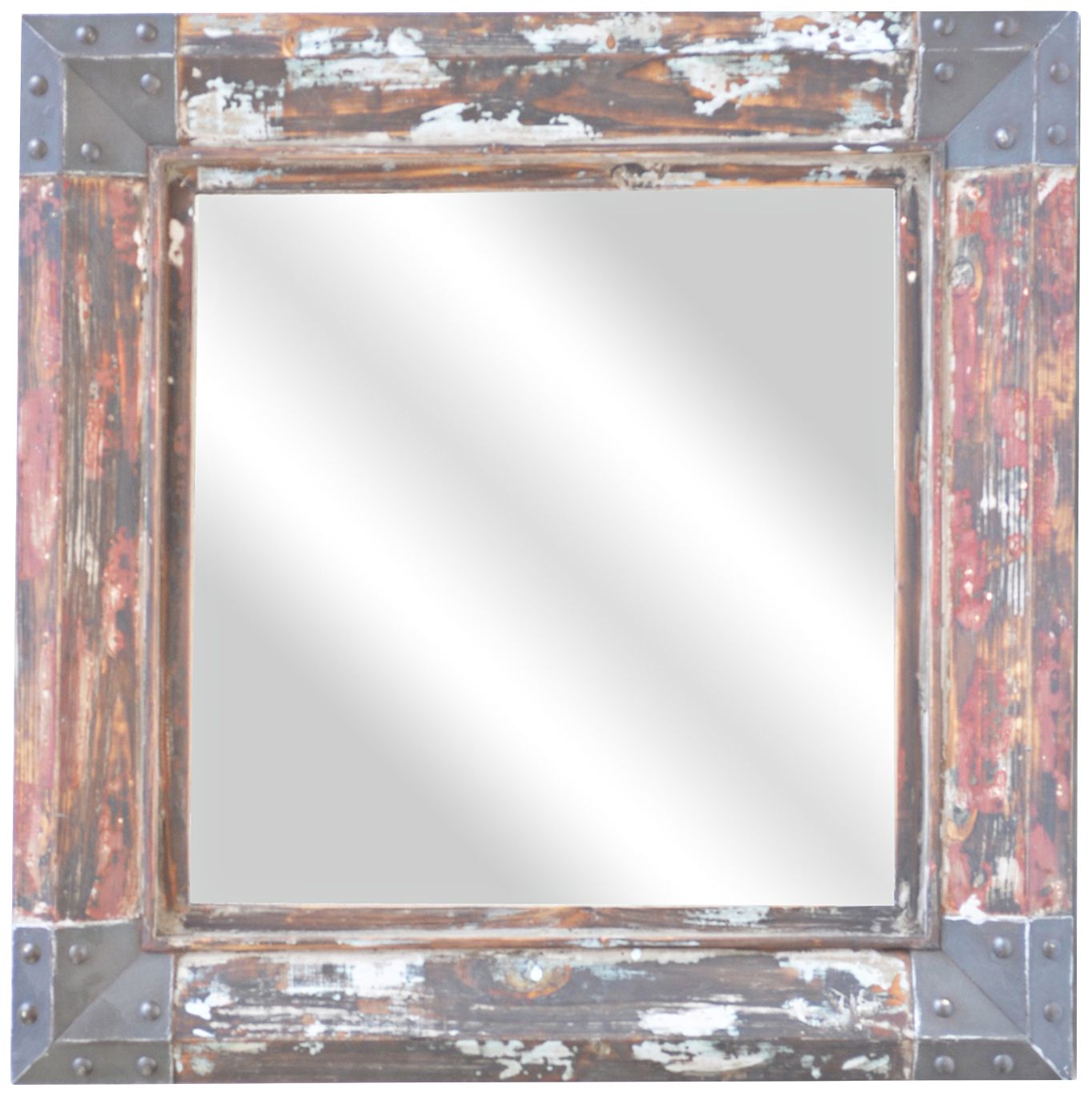 Legge Distressed Wood 31" Square Decorative Wall Mirror