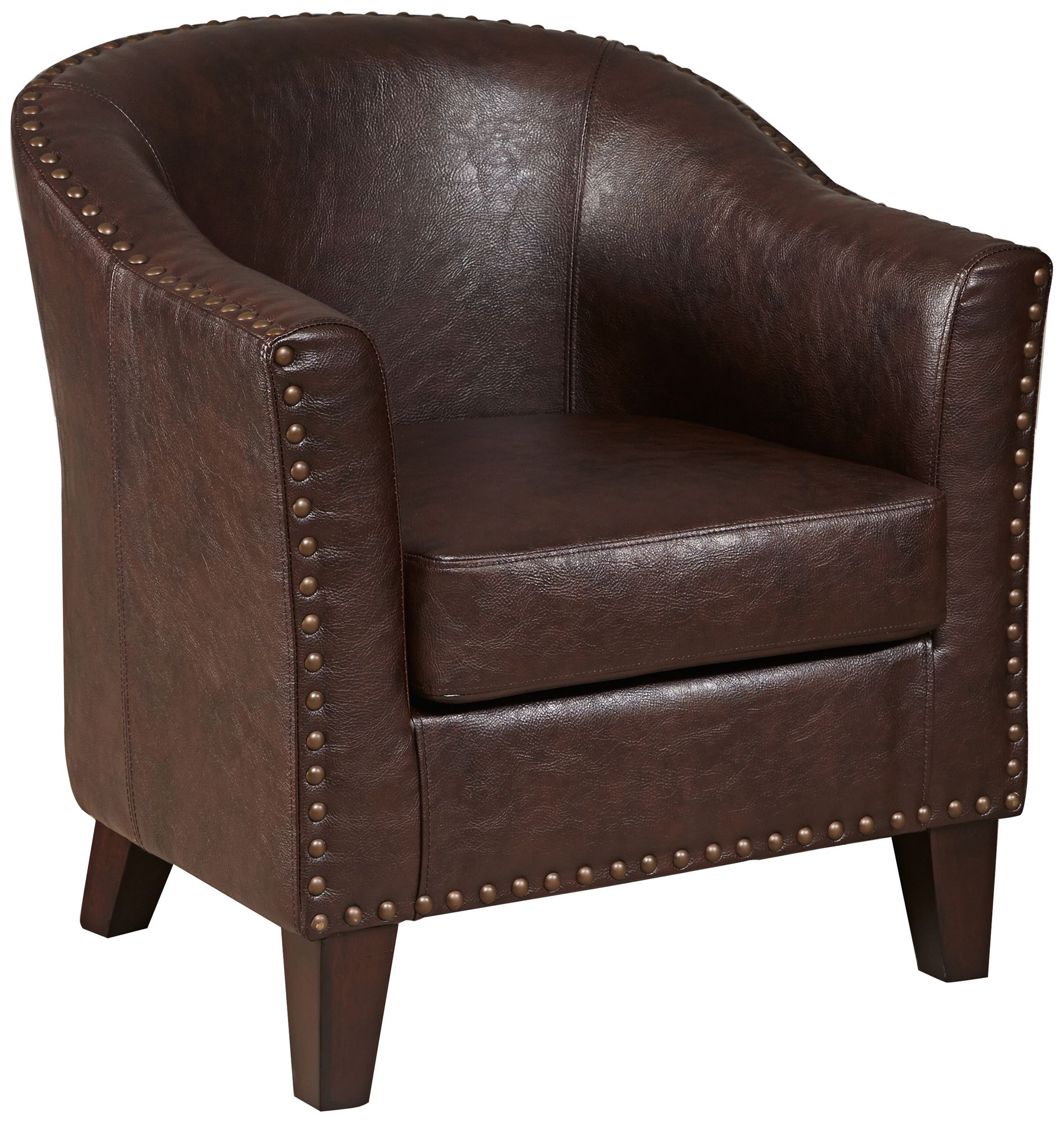 Collins Vintage Brown Faux Leather Accent Chair - #9K649 | Lamps Plus