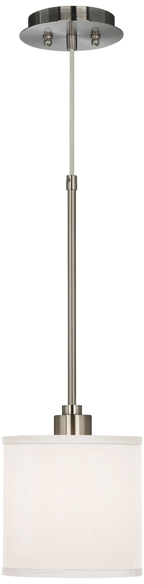 Cream White 7" Wide Textured Faux Silk Mini Pendant Light