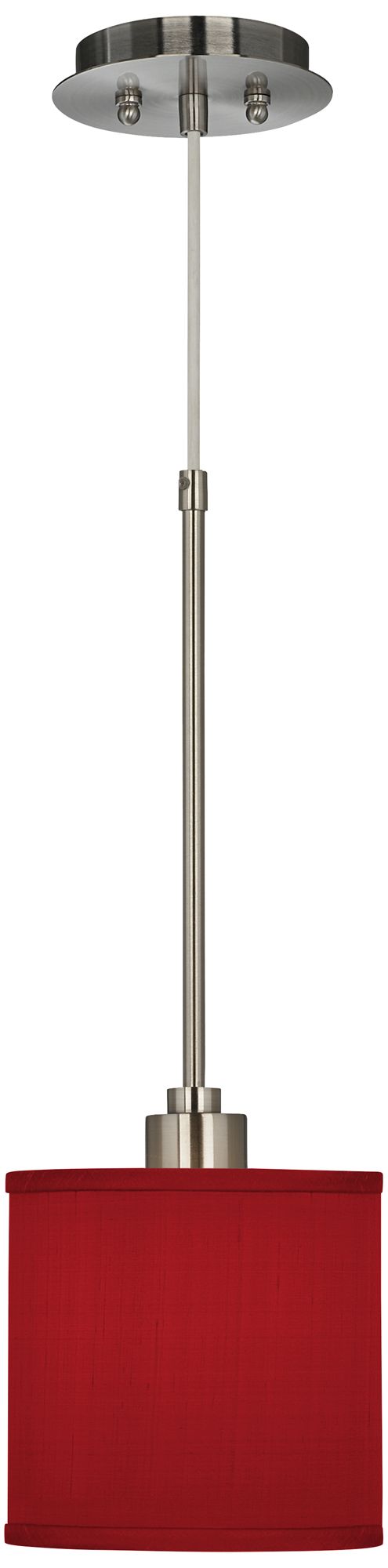Red 7" Wide Textured Faux Silk Mini Pendant Light