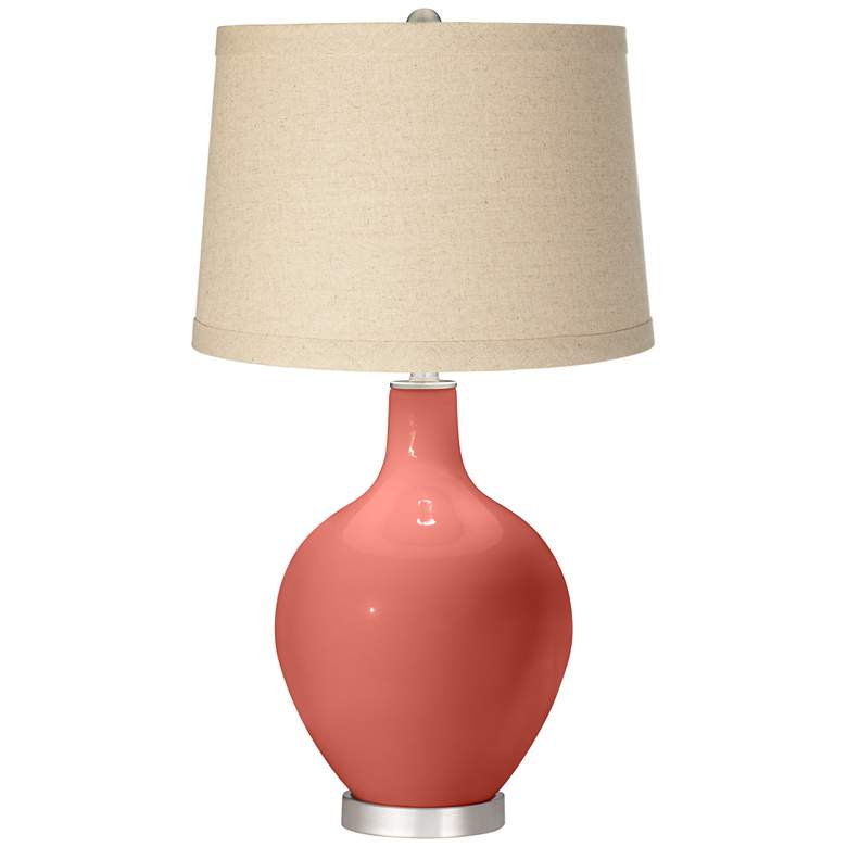 Coral Reef Oatmeal Linen Shade Ovo Table Lamp - #9K772 | Lamps Plus