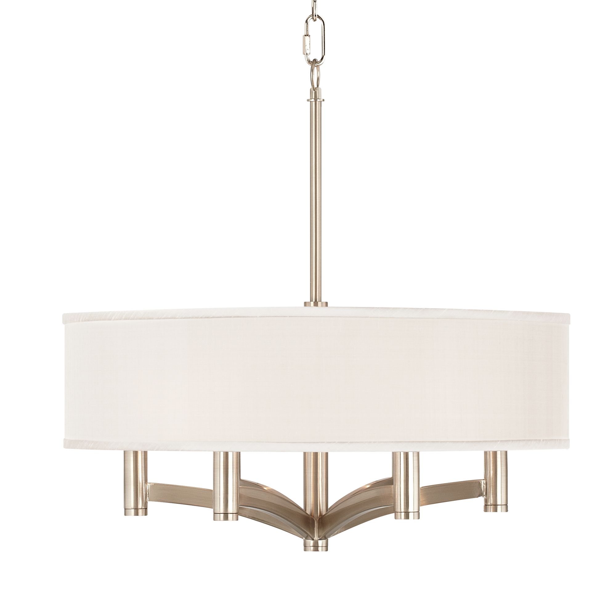 Cream Textured Ava 6-Light Nickel Pendant Chandelier