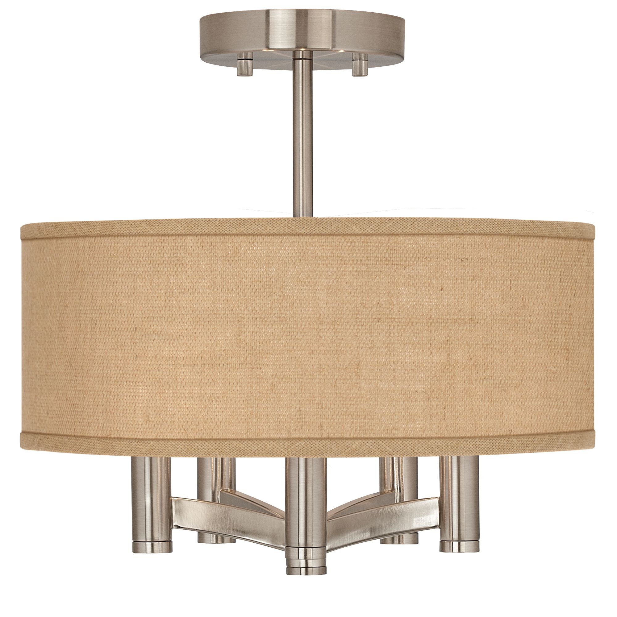 Woven Burlap Ava 5-Light Nickel Ceiling Light