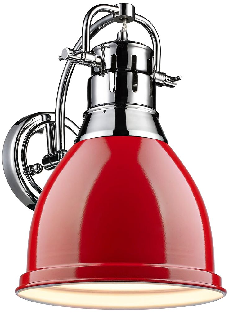 Duncan 13" High Gloss Red Shade Chrome Wall Sconce