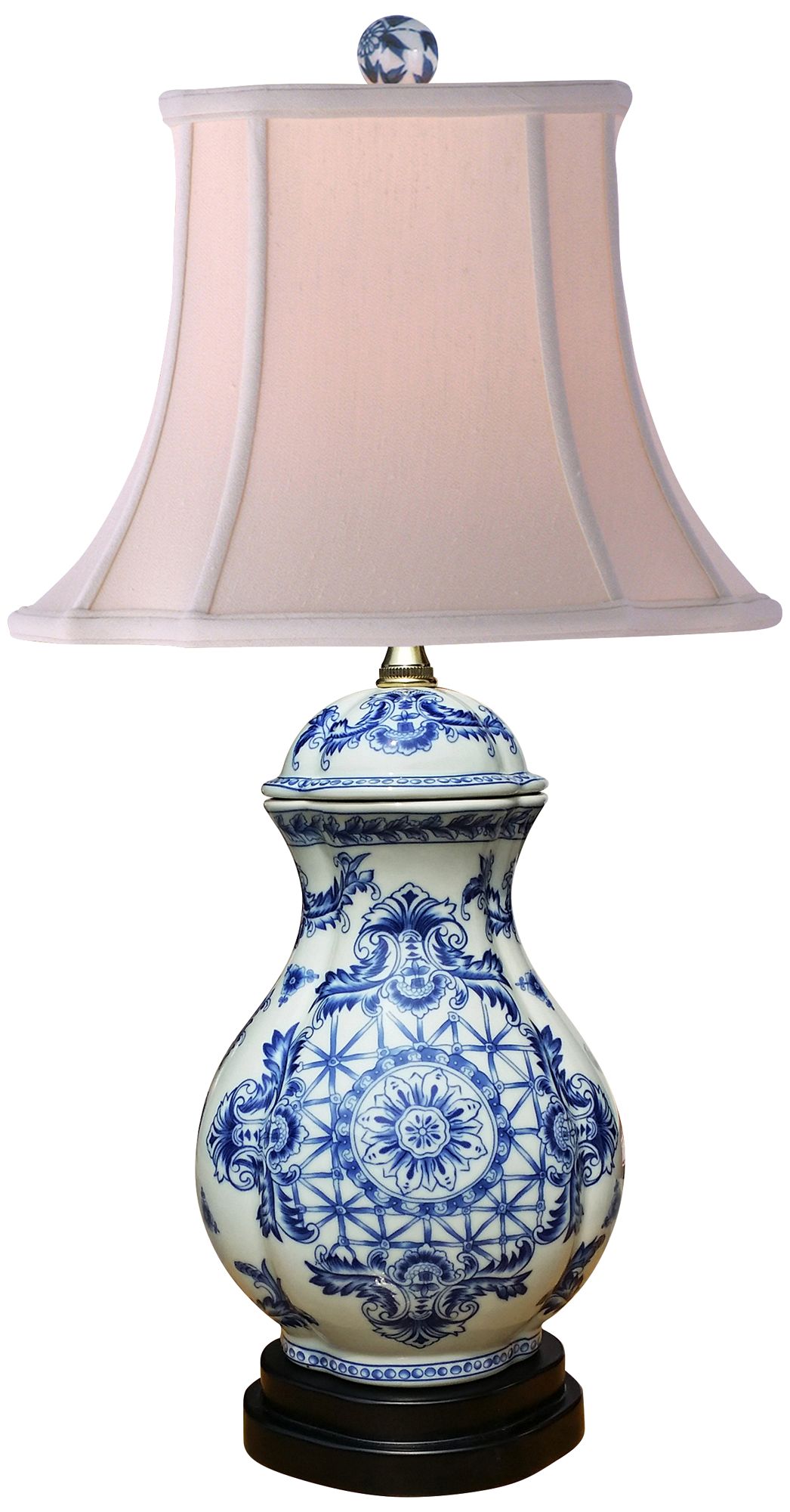 Olde World Blue and White Oval Vase Porcelain Table Lamp