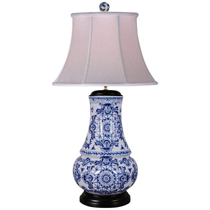 White Vase Porcelain Table Lamp, Blue And White Chinese Porcelain Table Lamps