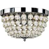 Moscato 11&quot; Wide Chrome 3-Light Faux Pearl Ceiling Light