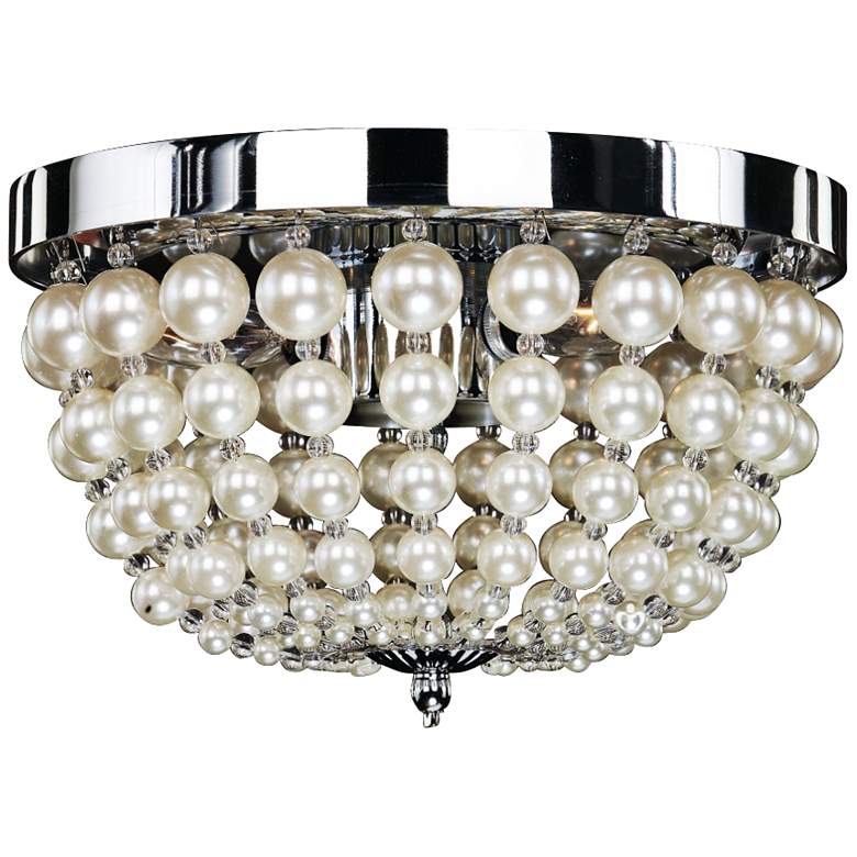 Image 2 Moscato 11" Wide Chrome 3-Light Faux Pearl Ceiling Light