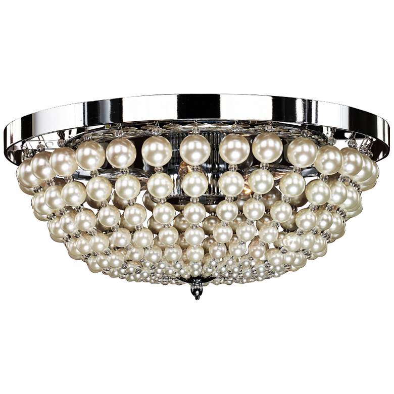 Moscato 16 1/2&quot; Wide Chrome 5-Light Faux Pearl Ceiling Light
