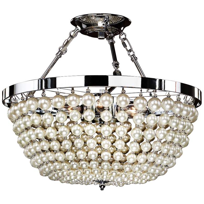 Image 2 Moscato Chrome 16 1/2" Wide Faux Pearl 5-Light Ceiling Light