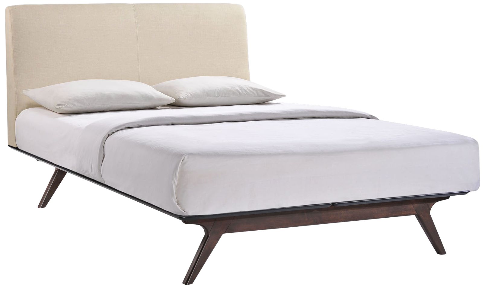 Tracy Beige Fabric Cappuccino Platform Bed