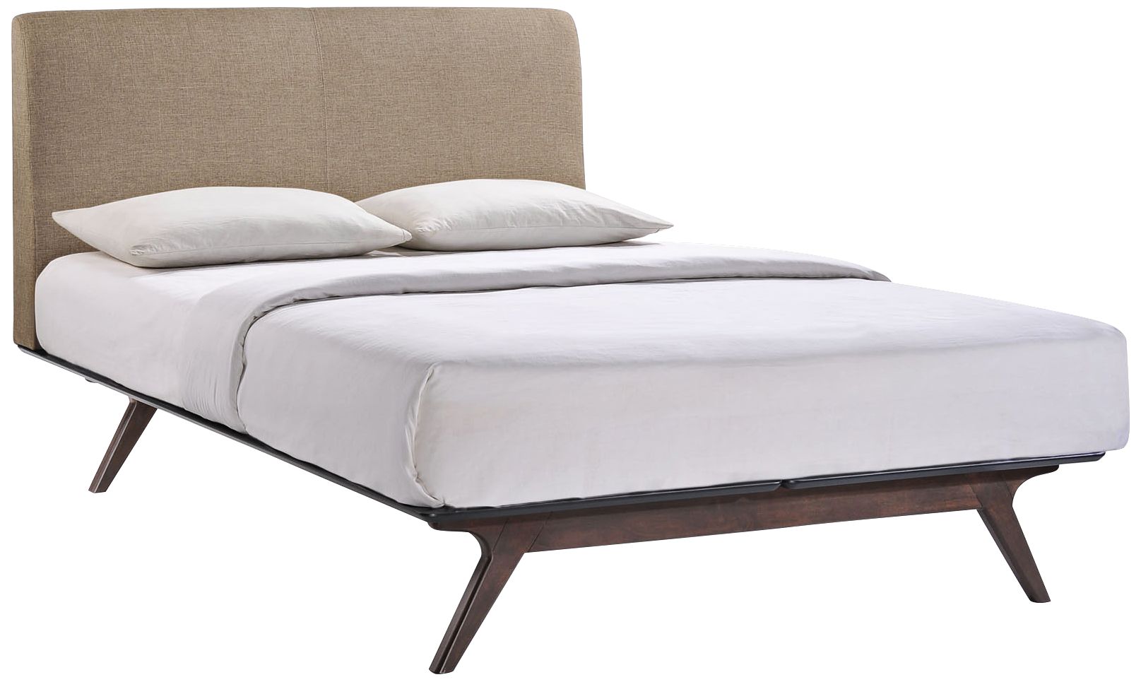 Tracy Latte Fabric Cappuccino Platform Bed