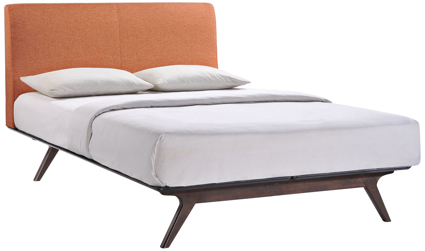 Tracy Orange Fabric Cappuccino Platform Bed