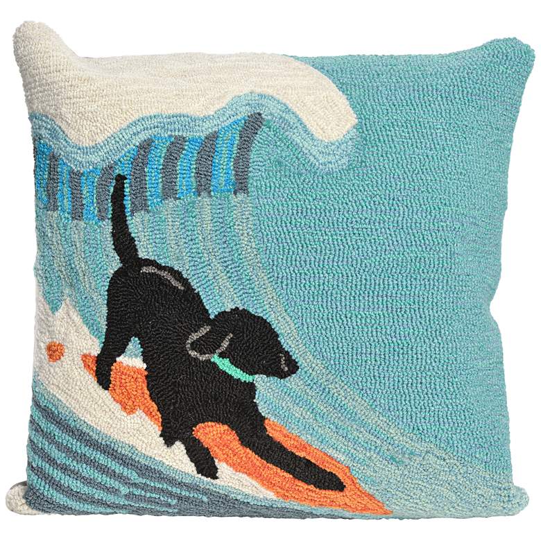 Frontporch Surfing Dog Ocean 18&quot; Indoor-Outdoor Pillow