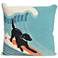 Frontporch Surfing Dog Ocean 18" Indoor-Outdoor Pillow