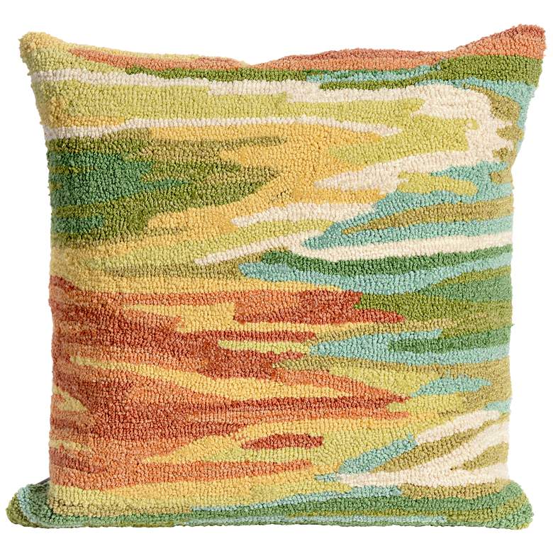 Image 1 Frontporch Watercolor Green 18" Square Indoor-Outdoor Pillow