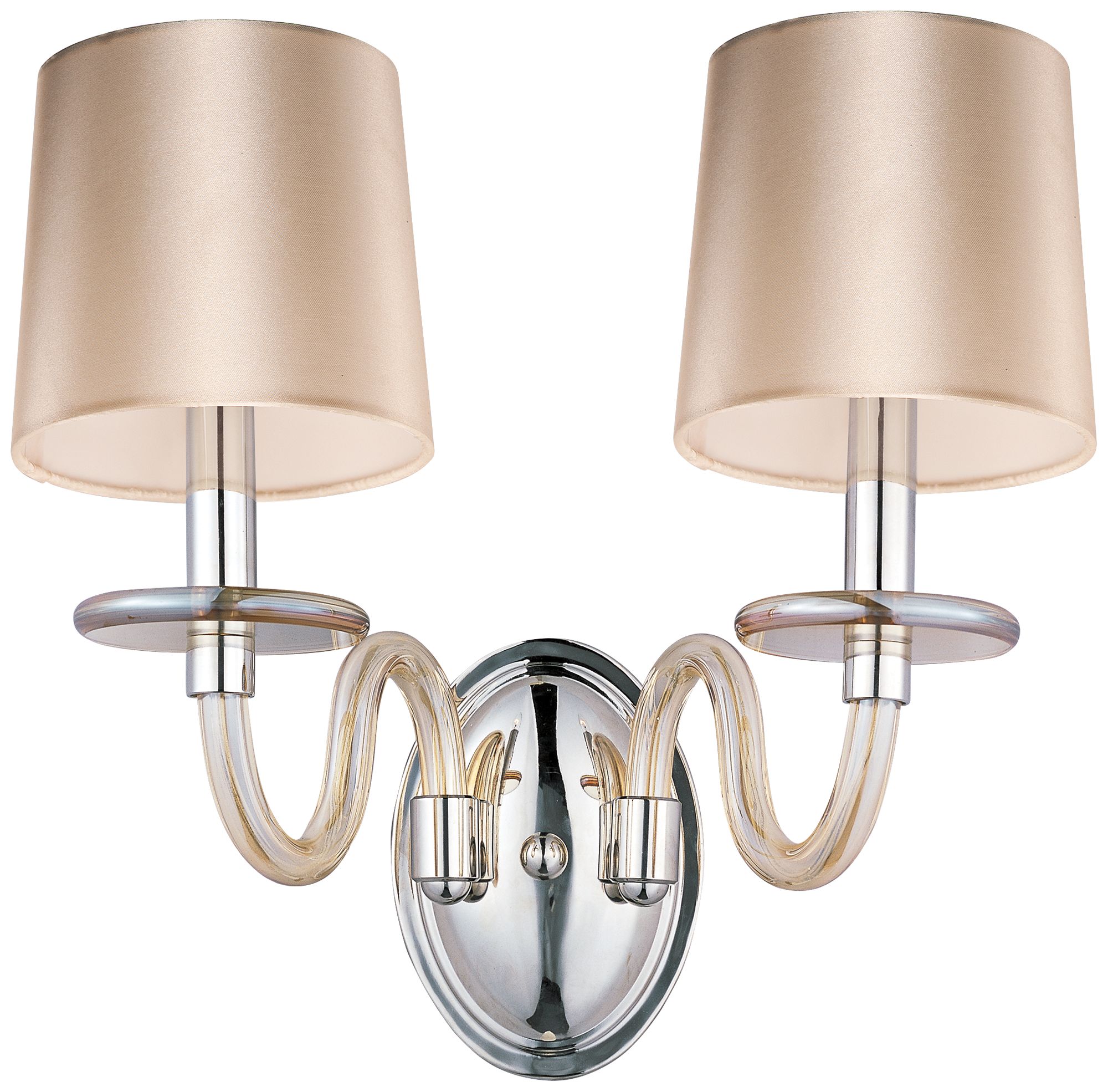 Maxim Venezia 14"H Nickel Cognac Glass 2-Light Sconce