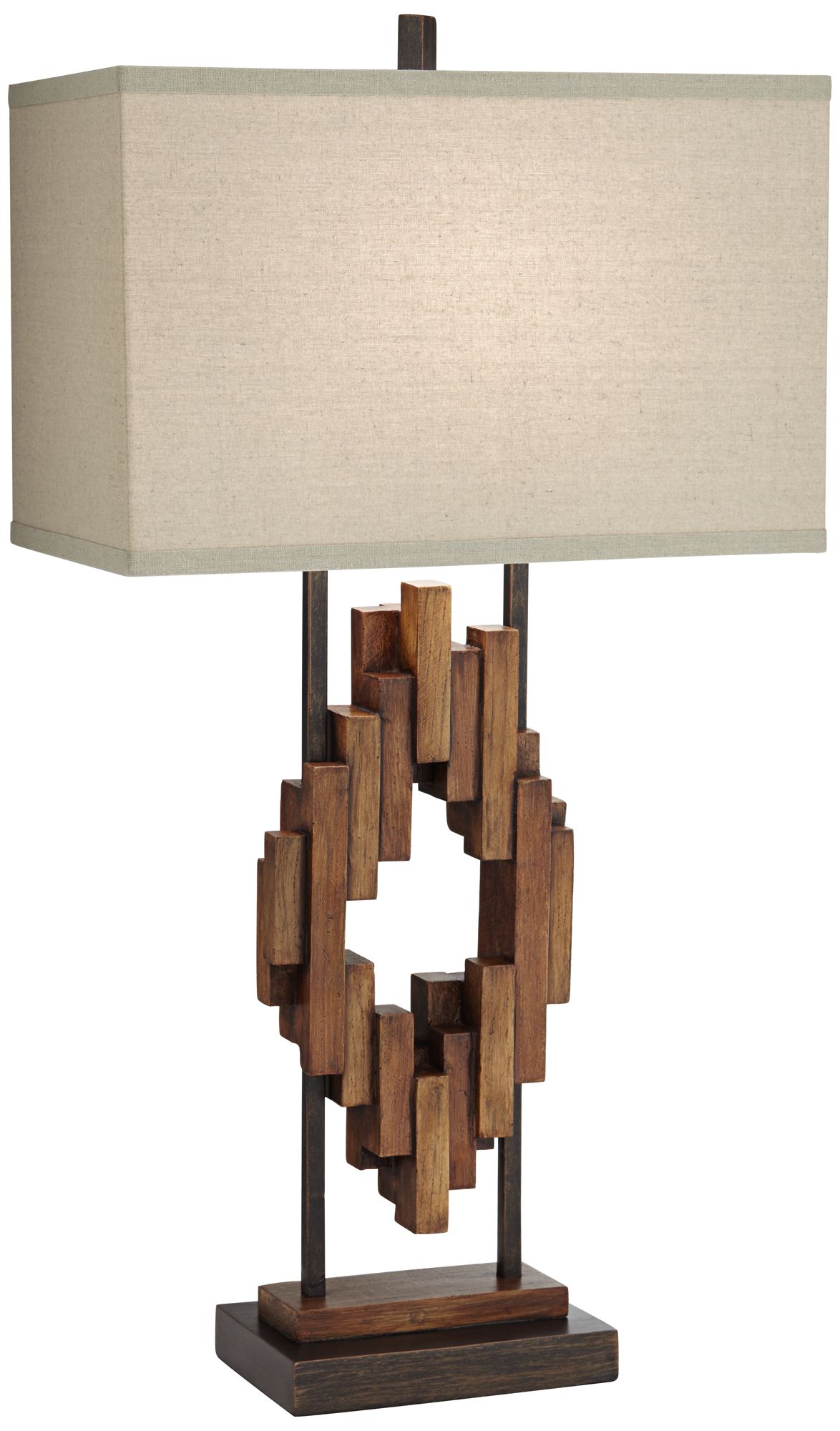 distressed wood table lamp