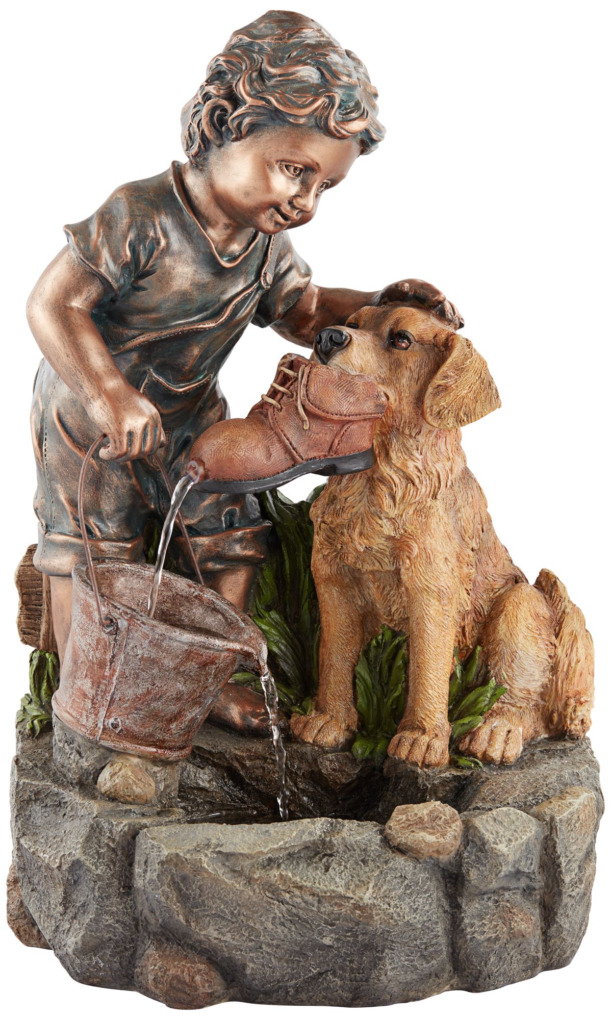 Northport 24 3/4" High Boy Plays with Dog Outdoor Fountain