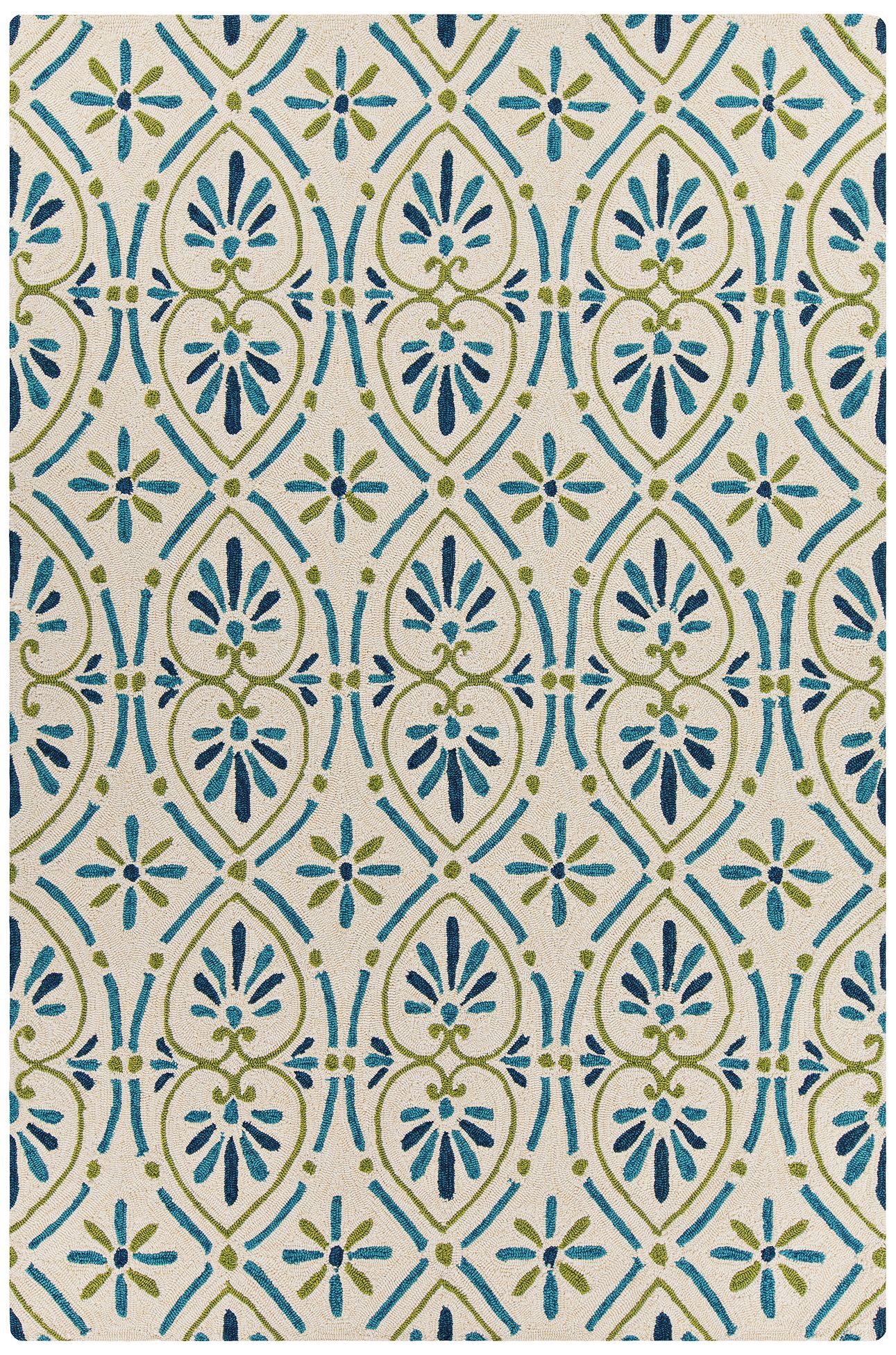 Chandra Terra Cream and Green Outdoor Area Rug