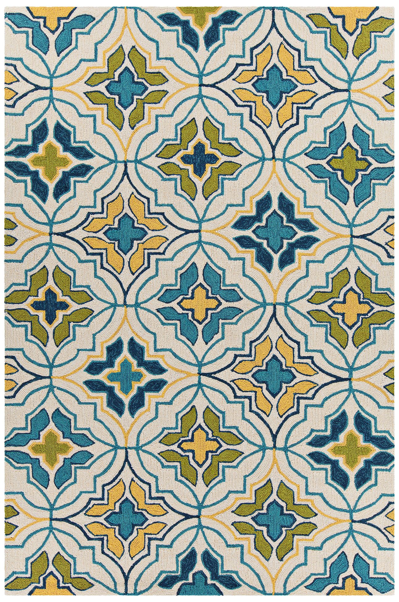 Chandra Terra Cream, Blue and Green Area Rug