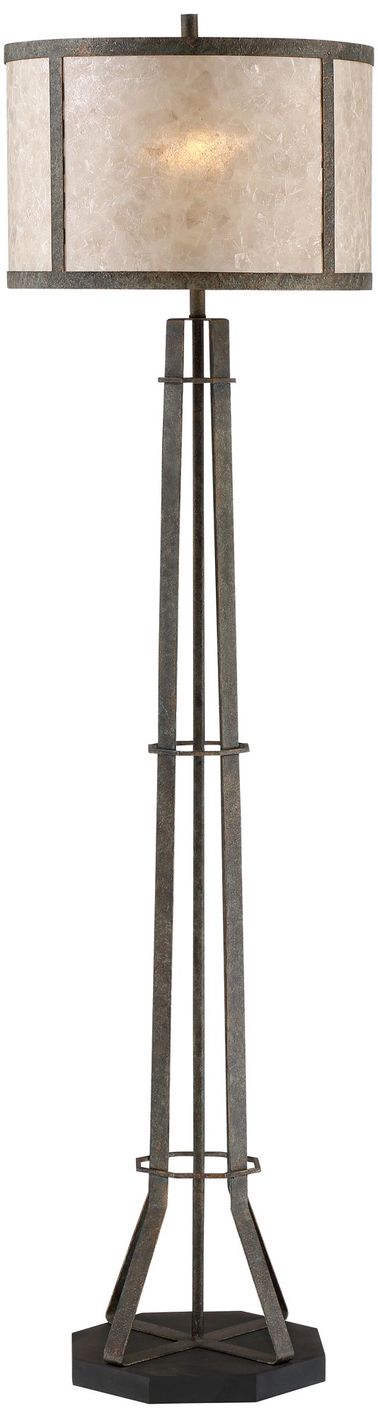 Winston Textured Bronze Industrial Floor Lamp Mica Shade 9M654 Lamps Plus