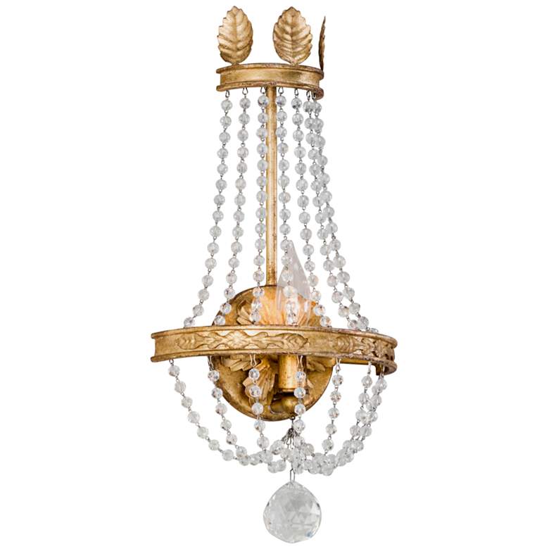 Viola 17 3/4&quot; High Distressed Gold Leaf Wall Sconce