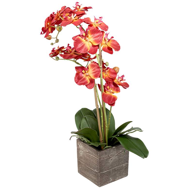 Image 3 Red Orchid 26" High Silk Potted Plant