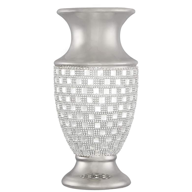 Alino 11 1/2&quot; High Silver and Crystal Urn Vase