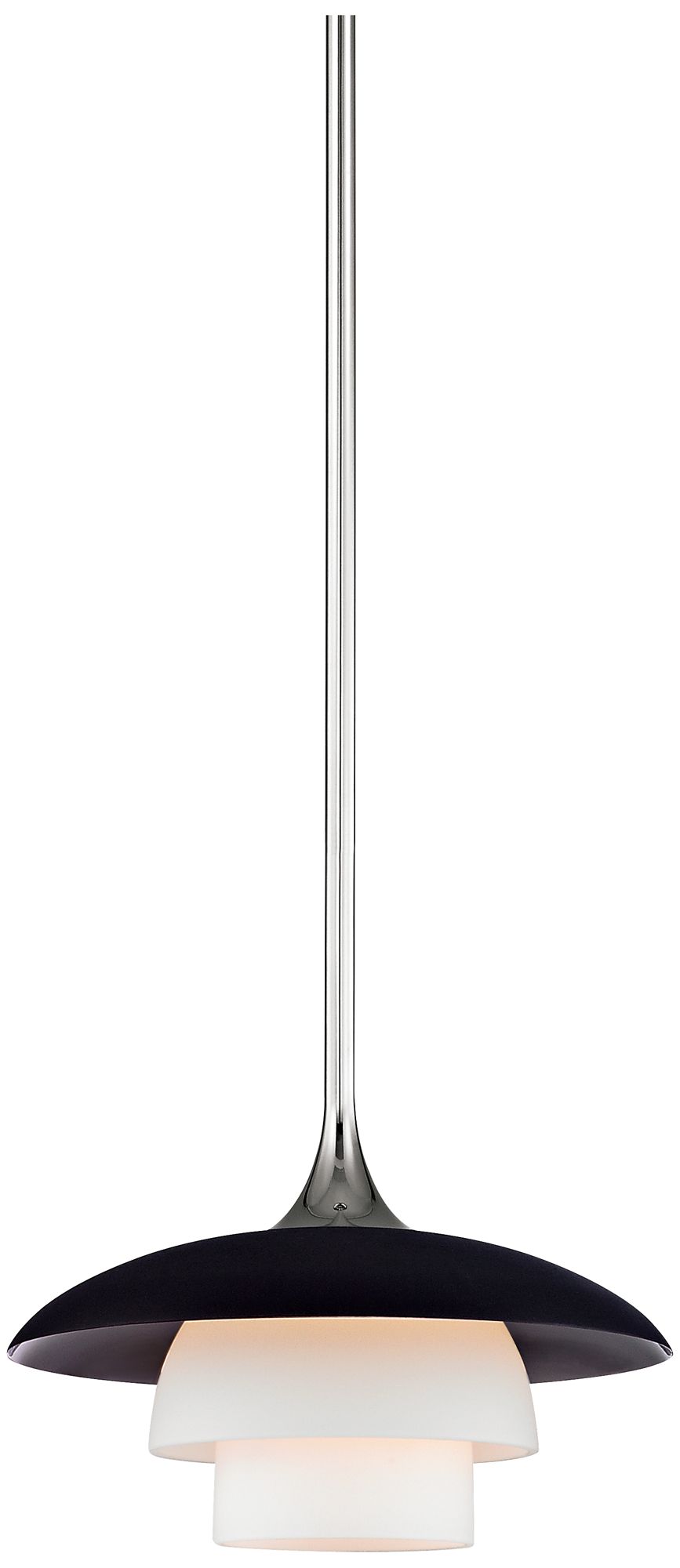 Barron 8" Wide Polished Nickel and Black Mini Pendant