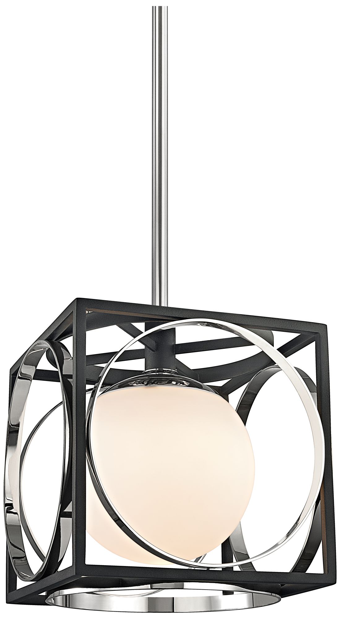 Wadsworth 10" Wide Polished Nickel and Black Mini Pendant