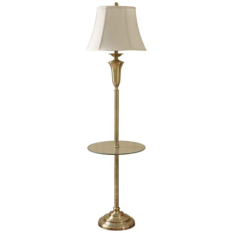 Image 2 Staicey Brushed Brass Tray Table Floor Lamp