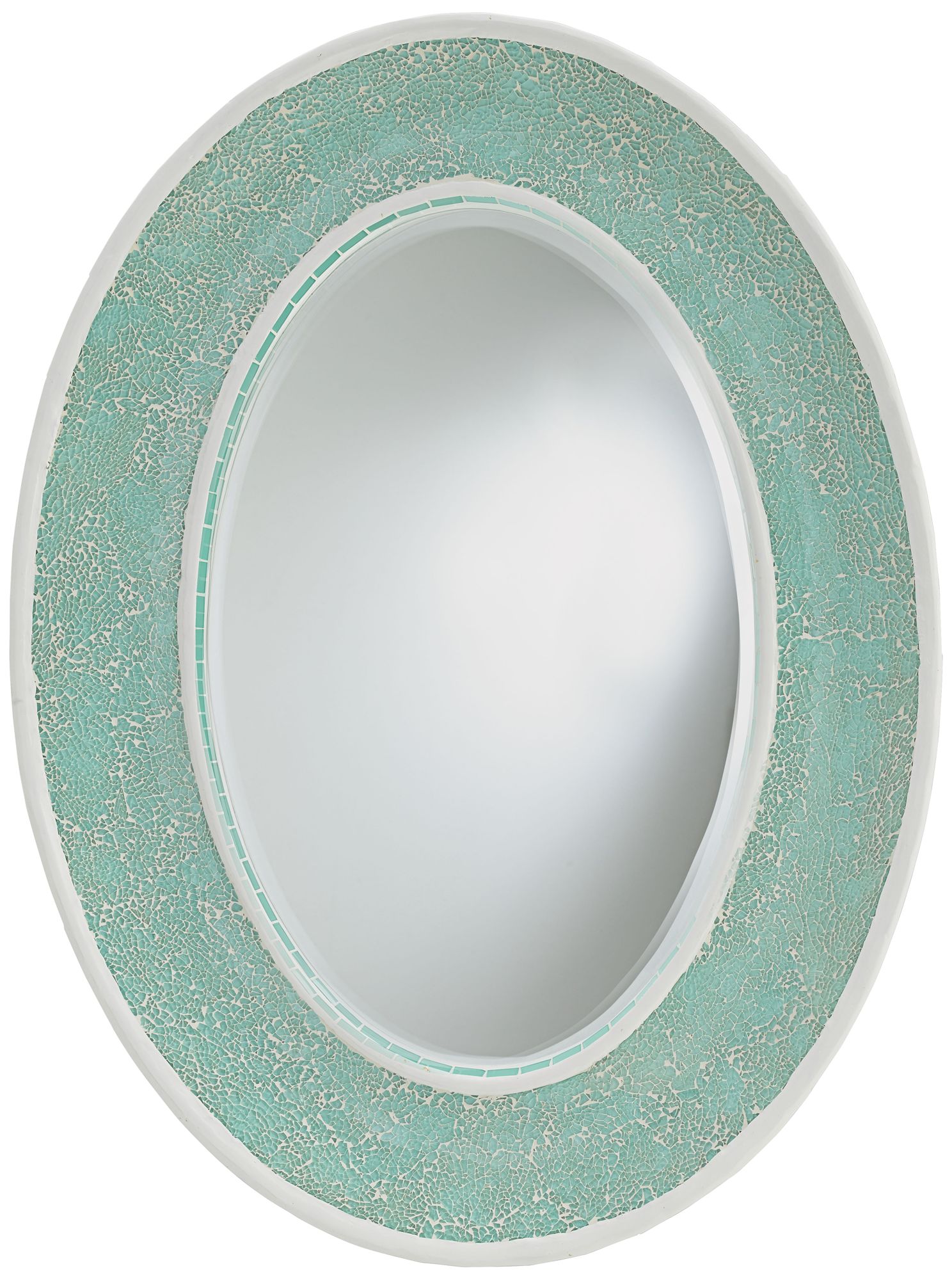 Currey and Company Eos Aqua 23" x 31" Oval Wall Mirror