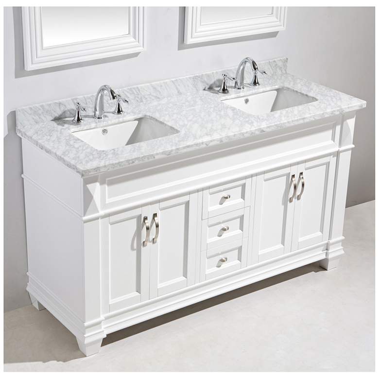 Hudson 72 Marble White Double Sink Vanity Set