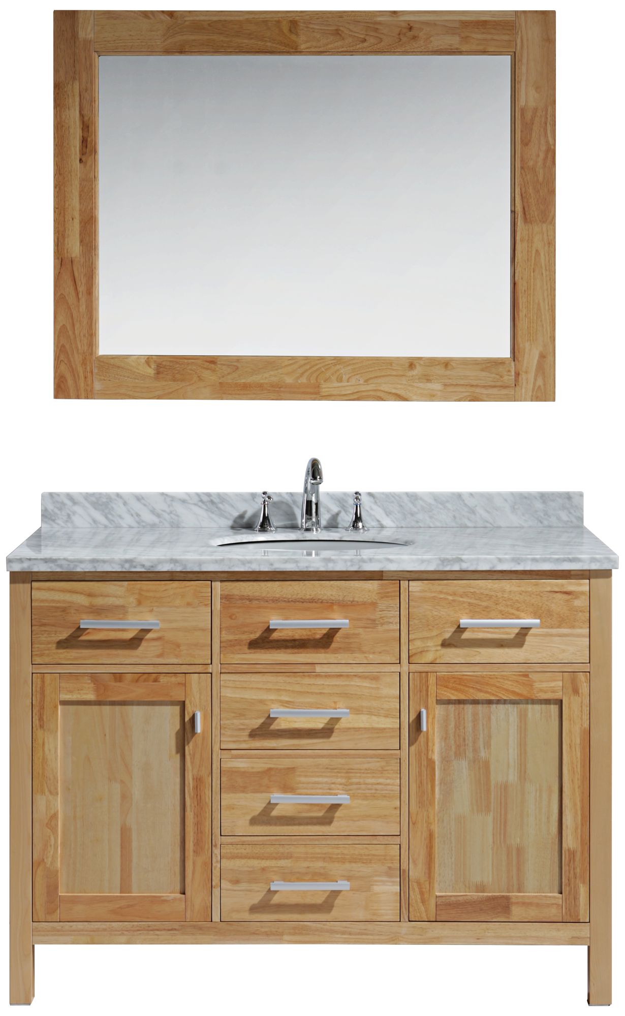 London 48" Carrara Marble Honey Oak Single Sink Vanity Set