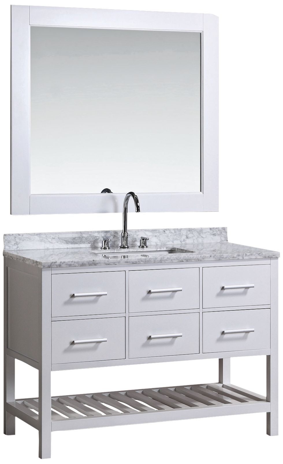 London 48" Marble White Six-Drawer Single Sink Vanity Set