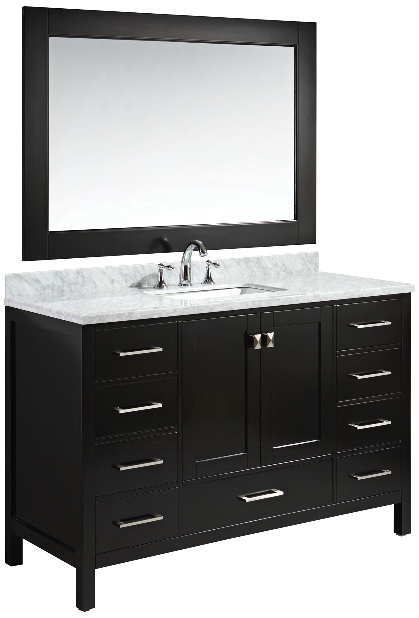 London 54" Carrara Marble Espresso Single Sink Vanity Set