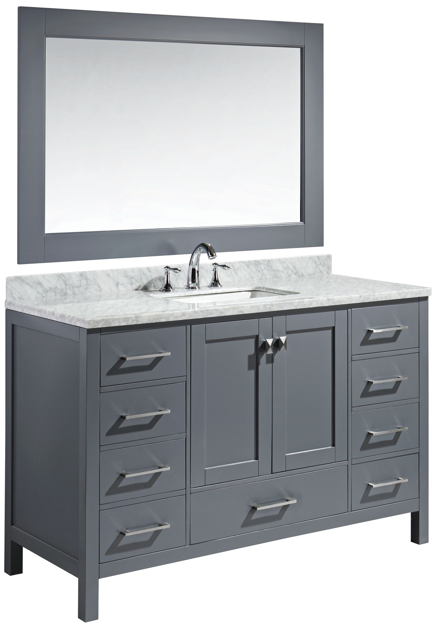 London 54" Carrara Marble Gray Single Sink Vanity Set