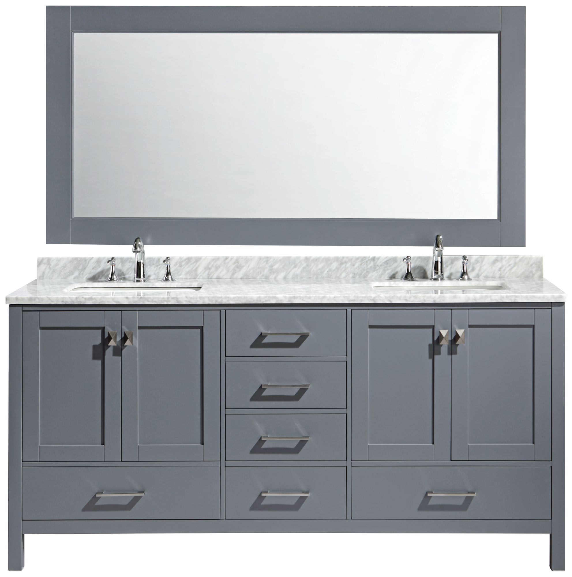 London 72" Carrara Marble Gray Double Sink Vanity Set