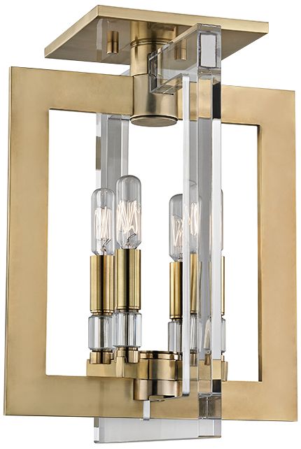 Hudson Valley Wellington 12" Wide Aged Brass Ceiling Light