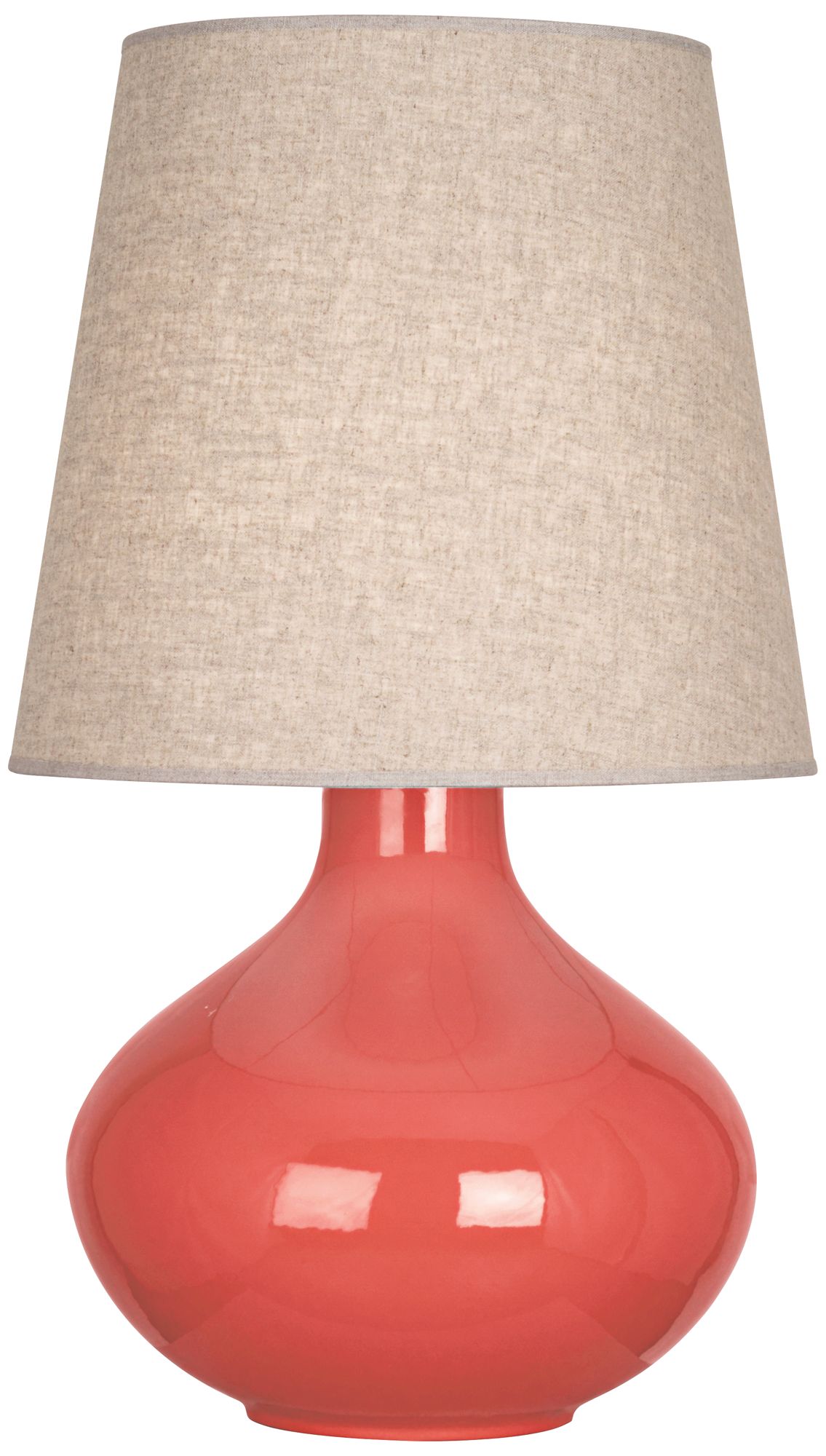 Robert Abbey June Melon Ceramic with Buff Shade Table Lamp
