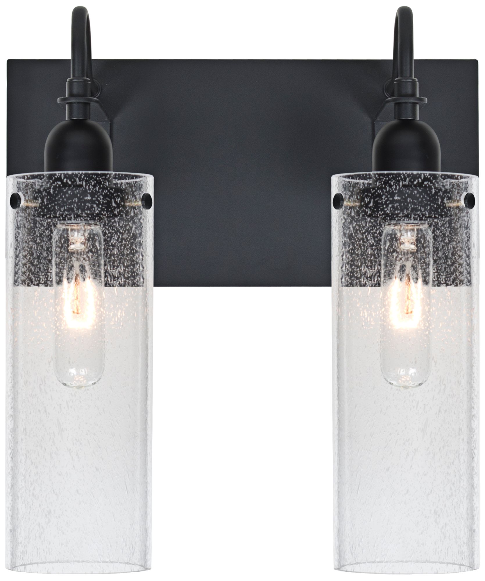 Besa Juni 14 1/4"H 2-Light Black Clear Bubble Bath Light