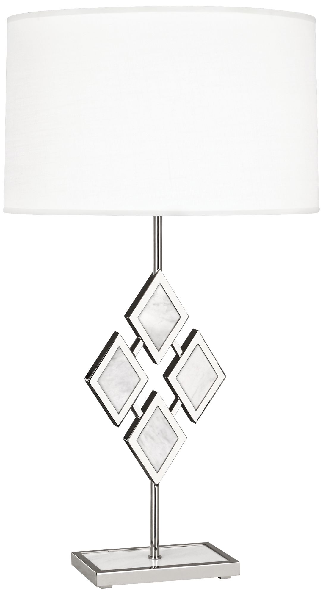 Edward Nickel and White Marble with Shade Table Lamp