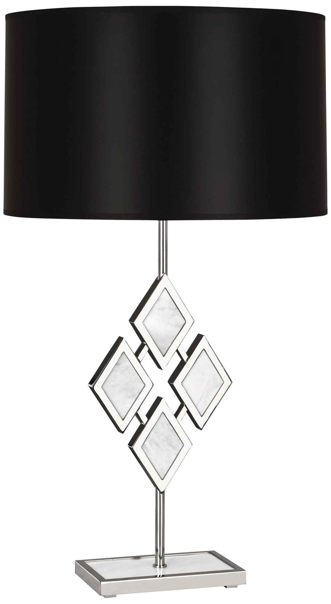 Edward Nickel and White Marble with Black Shade Table Lamp