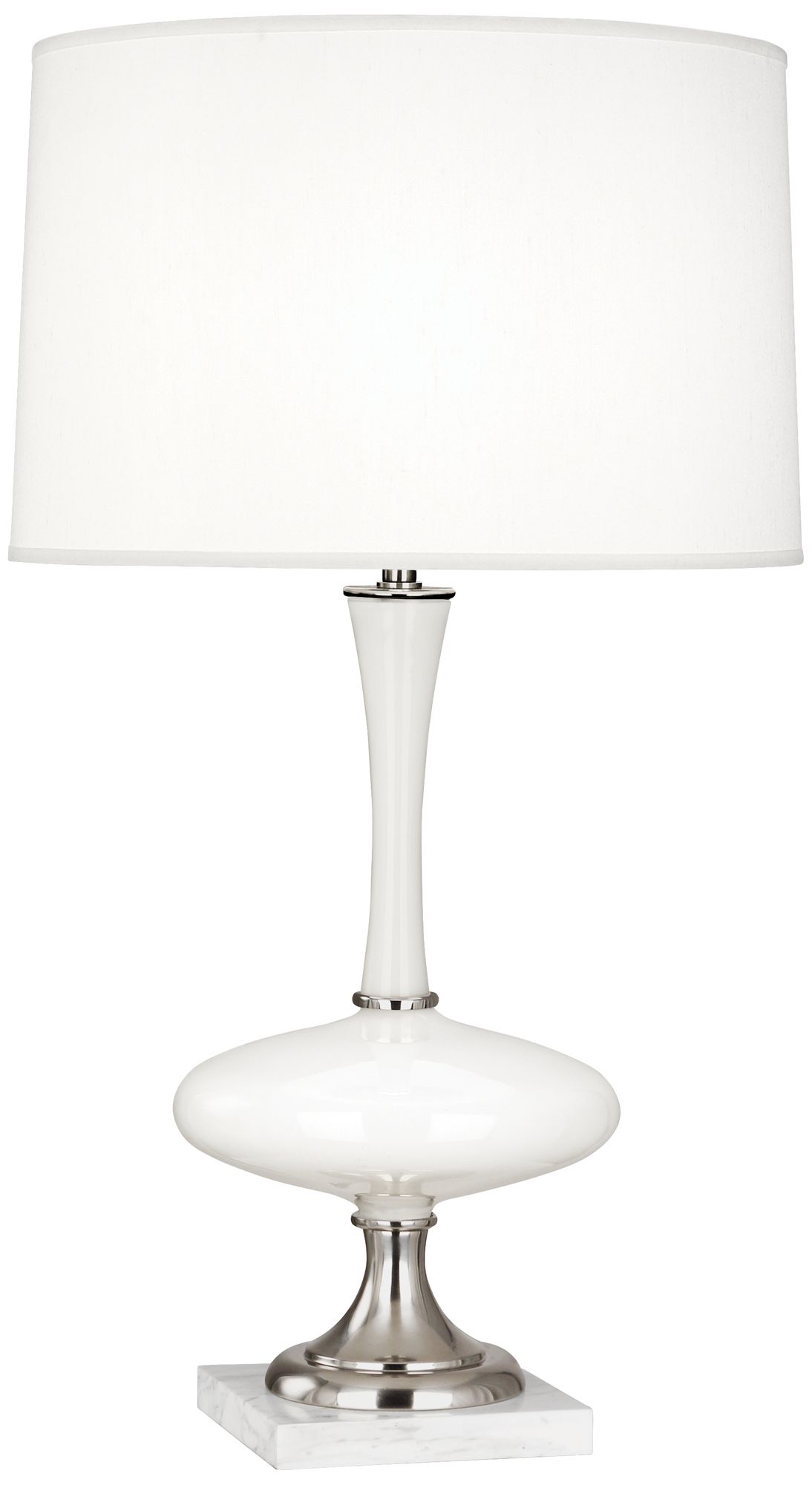 Robert Abbey Raquel White Glass and Nickel Table Lamp