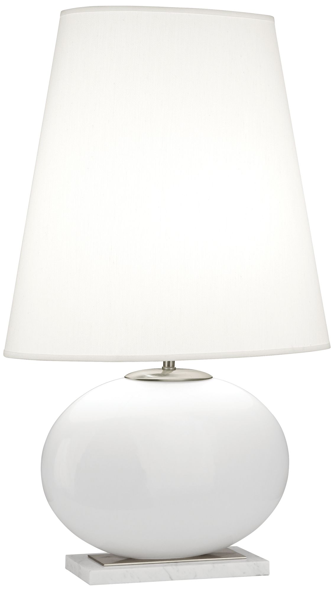 Robert Abbey Raquel White and Nickel Tall Oval Table Lamp