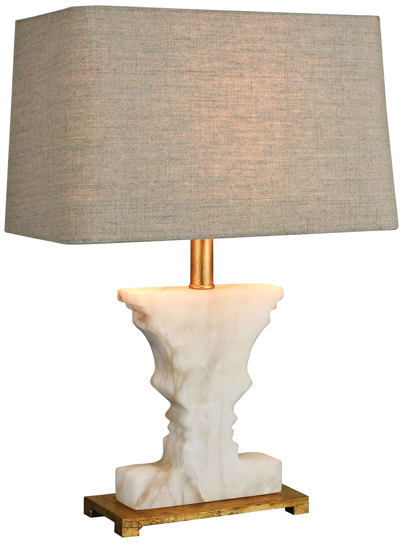 Cheviot Hills White Alabaster and Gold Leaf Table Lamp