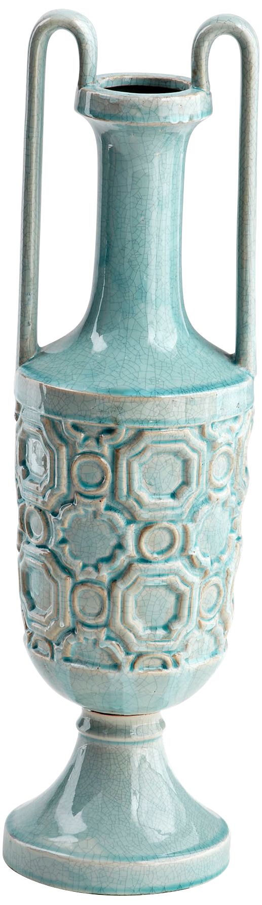 August Sky Teal Blue 23 1/2" High Ceramic Vase