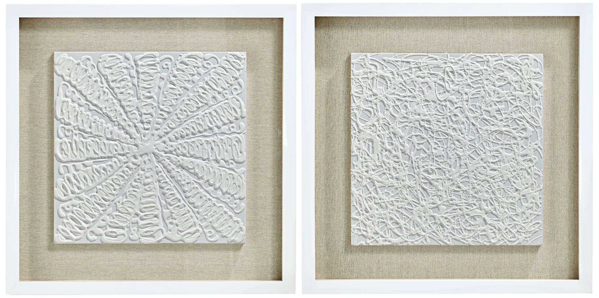 White Out 23 3/4" Square Framed Wall Art Set of 2 9T388 Lamps Plus