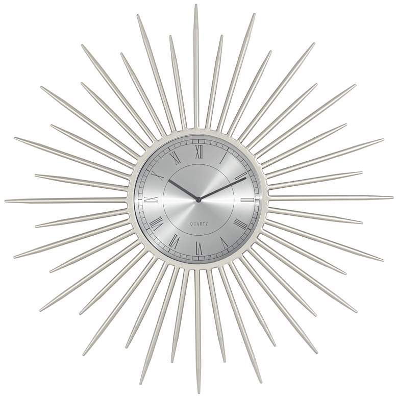 Image 3 Castallia Silver 28" Round Metal Wall Clock